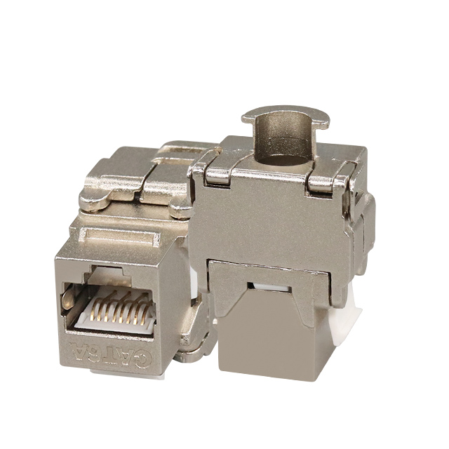 Cat6a محافظت از آلیاژ روی 180 درجه Toolless Keystone Jack